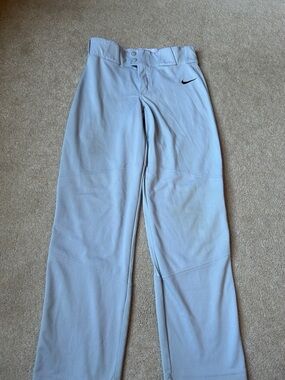 Nike Light Gray Baseball Pantswith Black Swoosh.  Open bottom youth XL